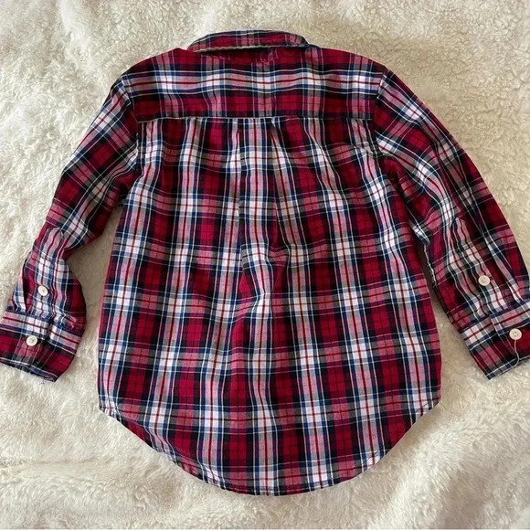 Chaps 2T red and blue plaid button down shirt - Picture 2 of 4